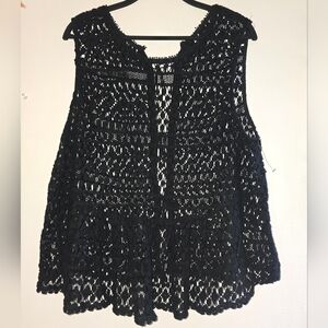 Anthropologie Black Crochet Top